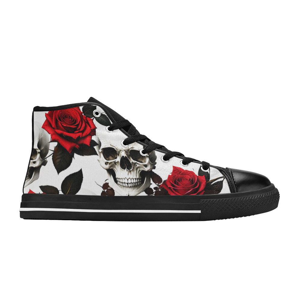 MEN'S Skulls Roses Deluxe 4 High Top Canvas Y2K Custom Shoes