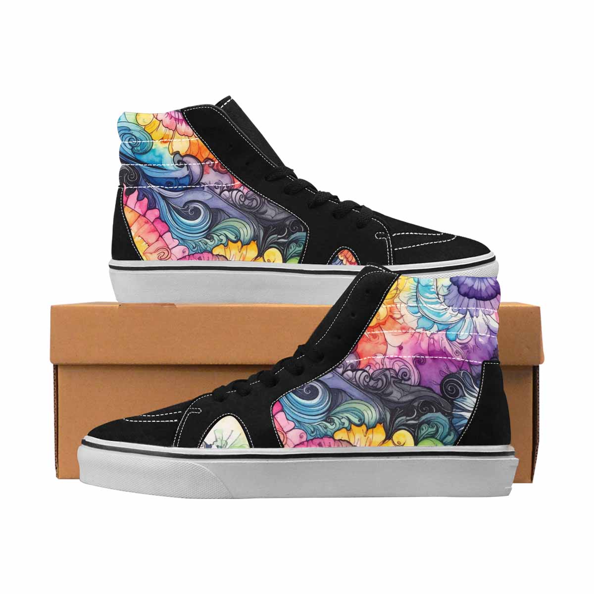 MEN'S Tie Dye High Top Canvas Wearable Art Aesthetic Customized Sneakers
