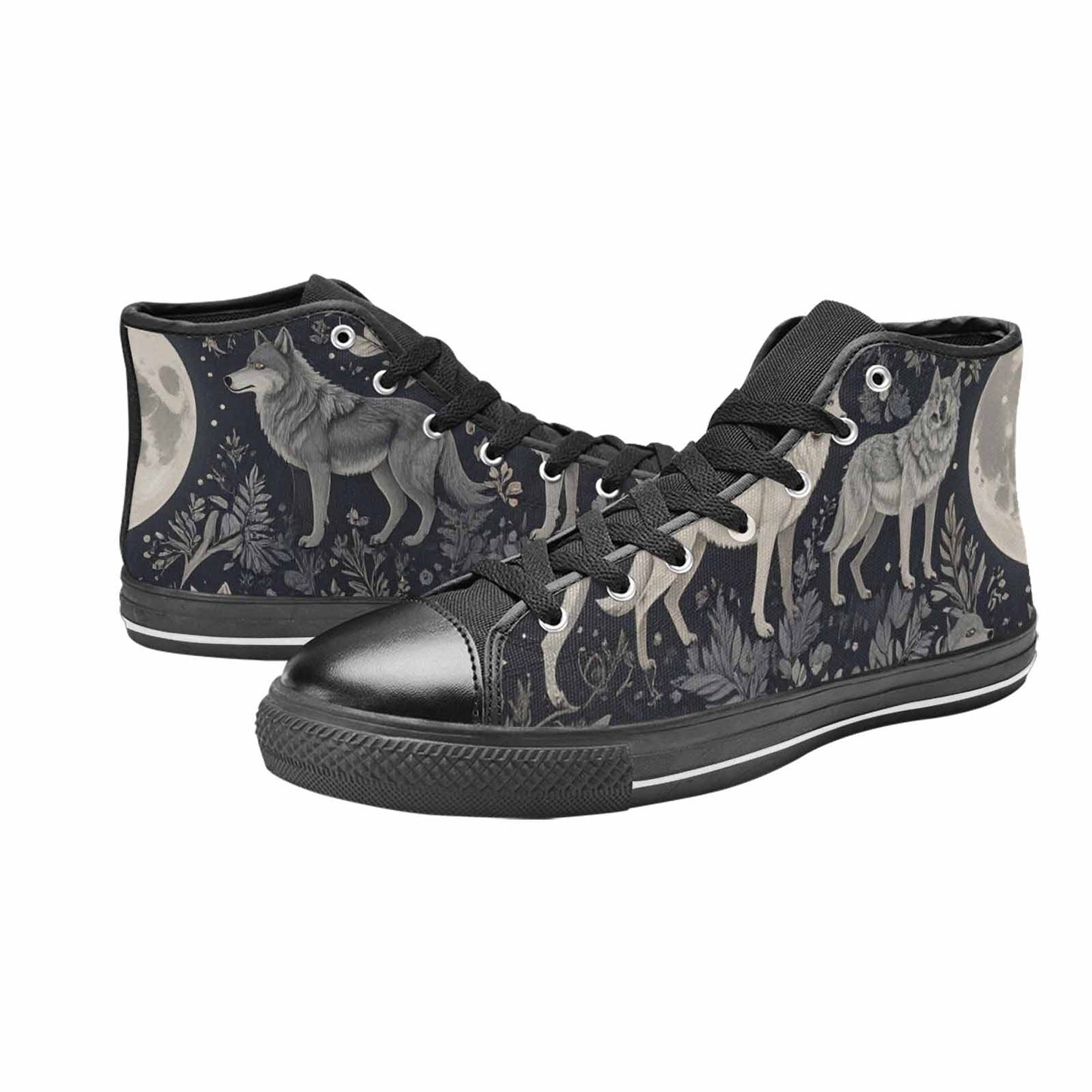 MEN'S Wolves Everywhere Collage High Top Canvas Dark Academia Shoes