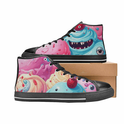 WOMEN'S Melting Icecream Monster Cherry High Top Canvas Aesthetic Sneakers
