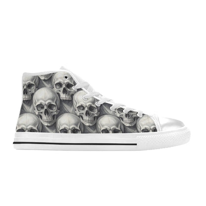 Grey Skull Crown Women's Gothic Dark Art High Top Canvas Shoes | Freaky Shoes®