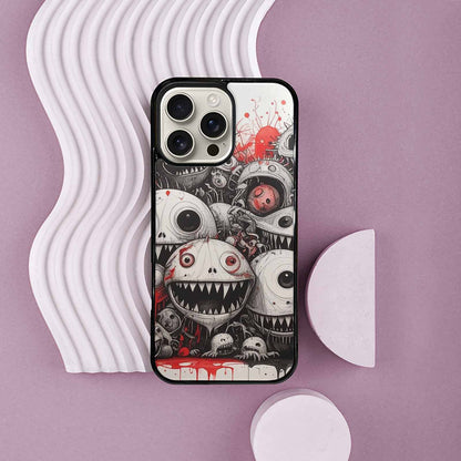 iPhone 16 Pro Max Case — Multi Eye Monster Black Red Ink, Custom Made Phone Cover