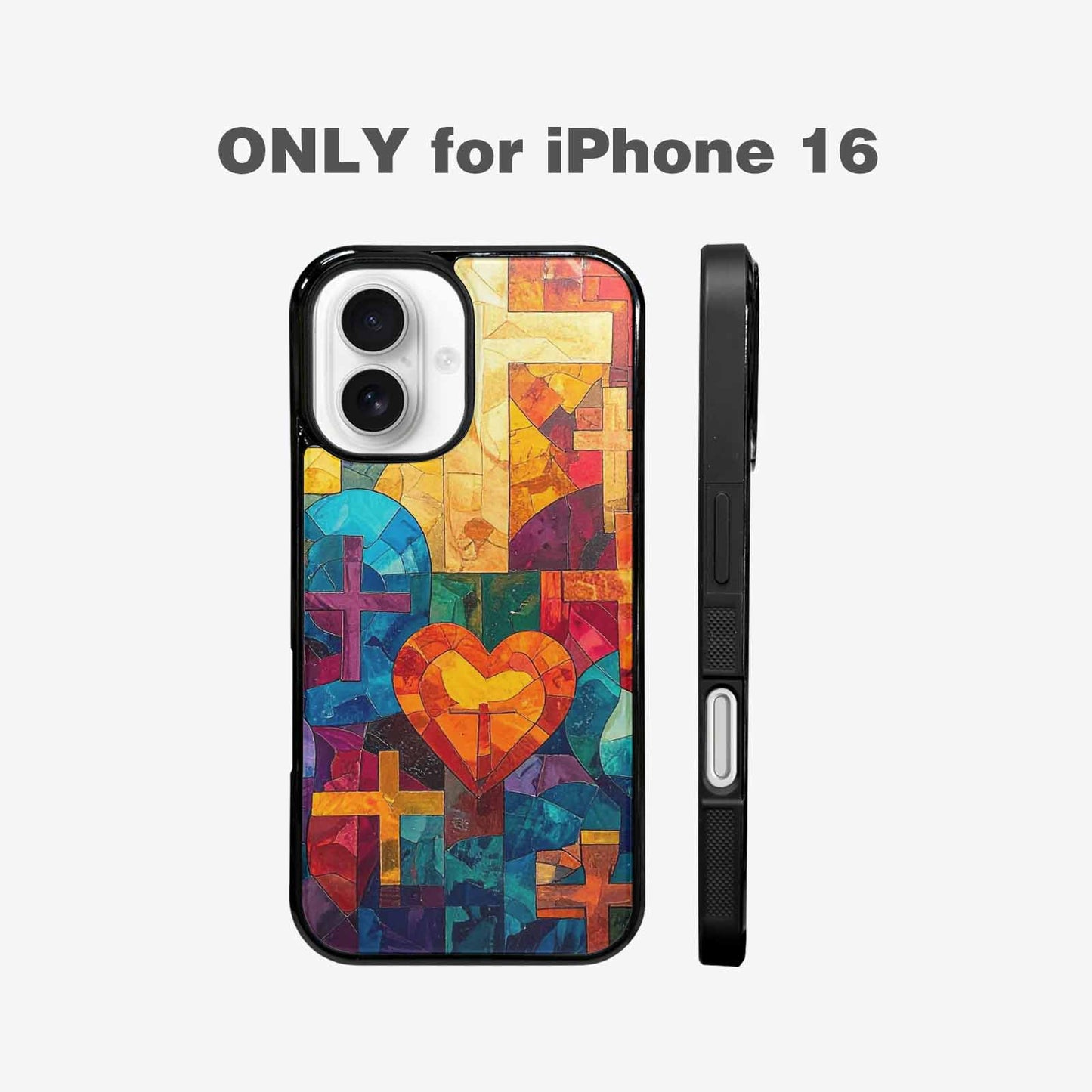 iPhone 16 Case — Faith Cross And Faith Icons Pattern, Original Design Phone Case
