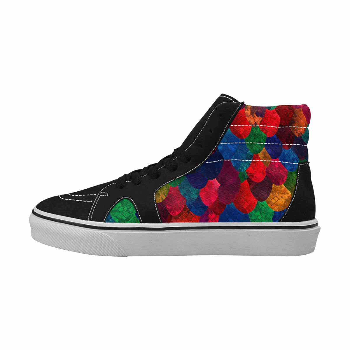 MEN'S Dark Snake Print High Top Canvas Neon Fantasy Custom Shoes