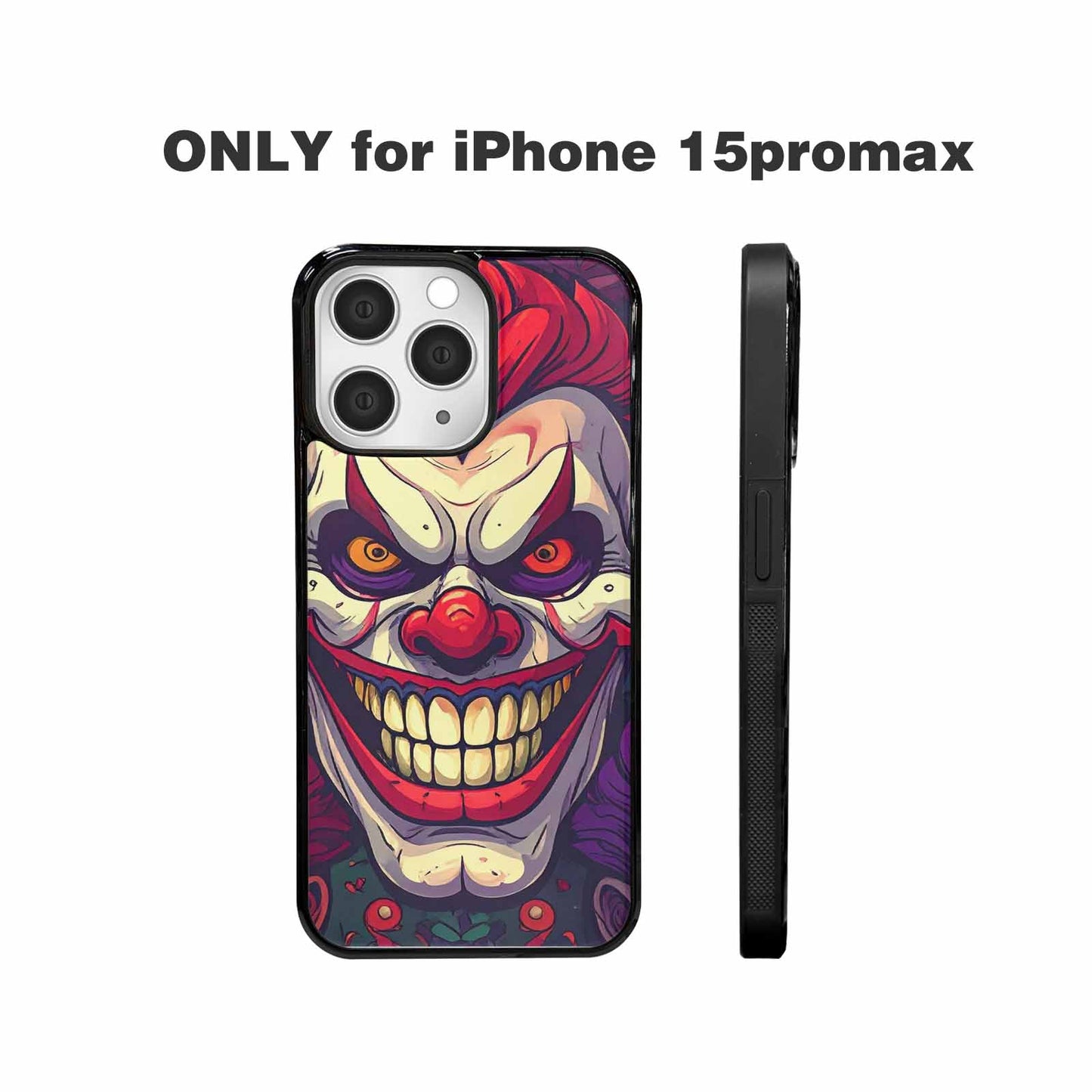 iPhone 15 Pro Max Case — Evil Circus Heads Faces Overlapping Patterns, Personalized Phone Case