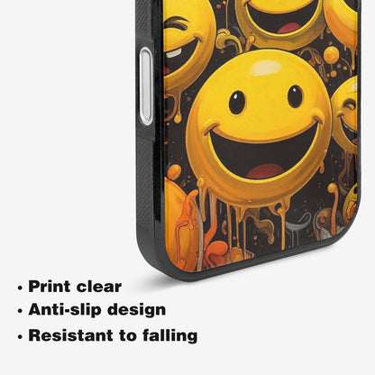 iPhone 16 Case — Melting Moon Smiley Red Splatt, Original Design Phone Case