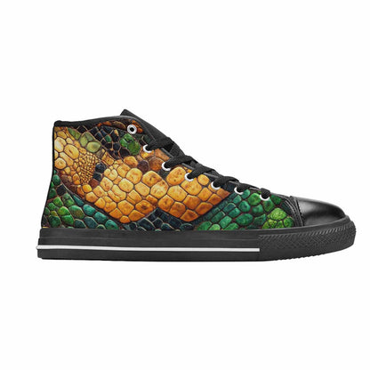 MEN'S Snake Skin Reptile High Top Canvas Neon Fantasy Shoes