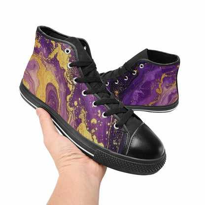 WOMEN'S Starry Night Nebula Brushstroke High Top Canvas Cottagecore Custom Sneakers