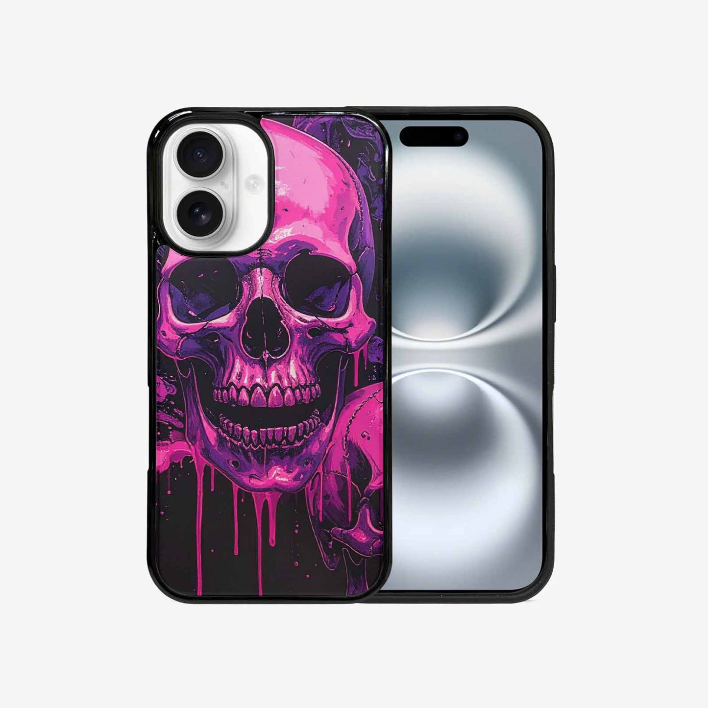 iPhone 16 Case — Pink Purple Skeletons Neon Drip Melting, Customized Protective Case