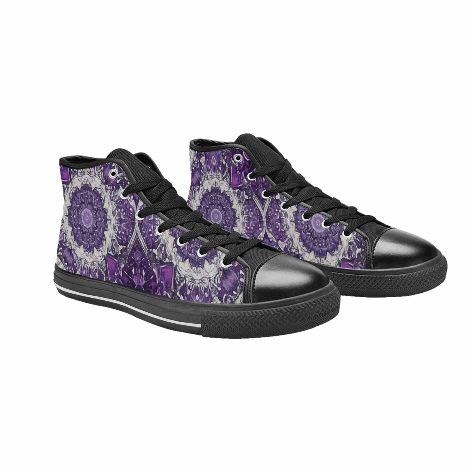 WOMEN'S Mandala High Top Canvas Vibrant Chaos Custom Sneakers
