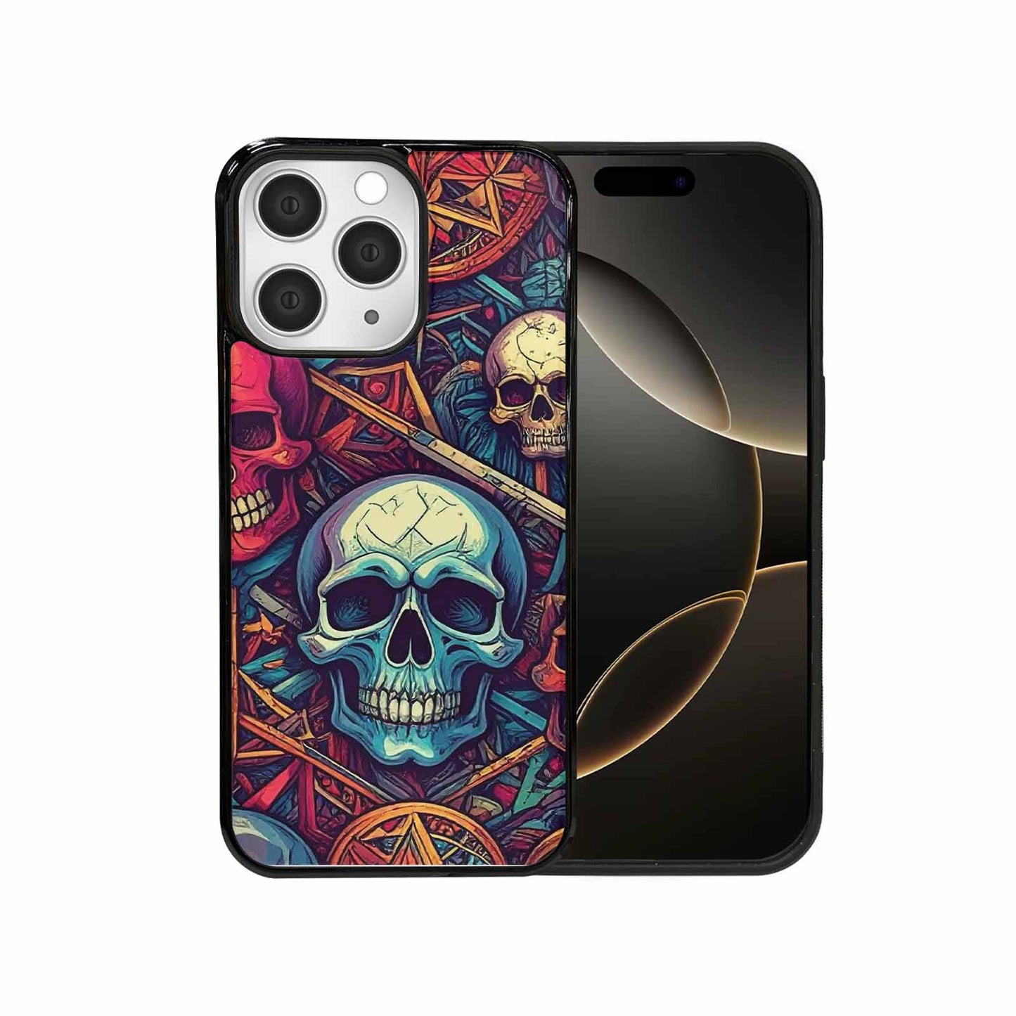iPhone 15 Pro Max Case — Sacred Geometry Lots Of Skulls Seamless, Custom Made Phone Cover