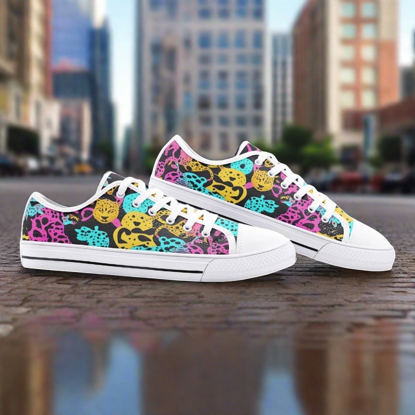 Animal Print high-top canvas shoes, custom full-wrap printed design — Freaky Shoes