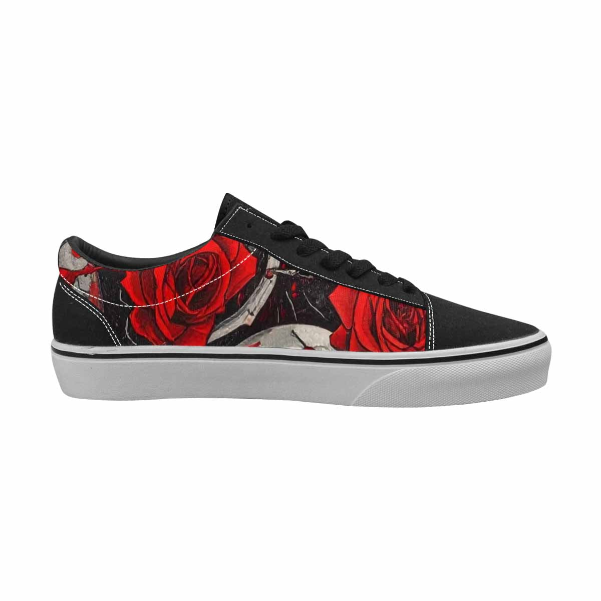 WOMEN'S Skull Roses Lace-Up Canvas Grunge Custom Shoes