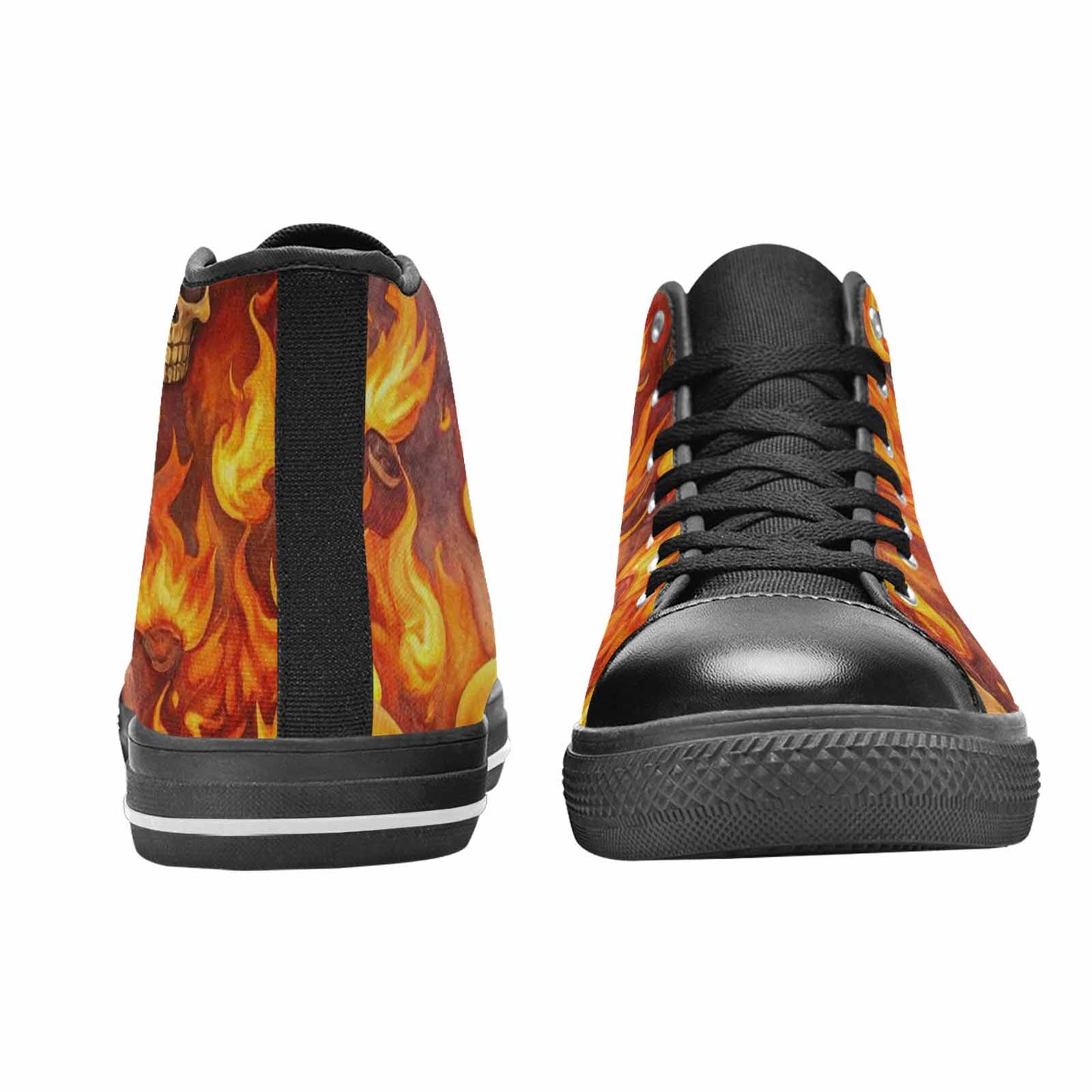 WOMEN'S Skulls - Flaming High Top Canvas Cottagecore Shoes