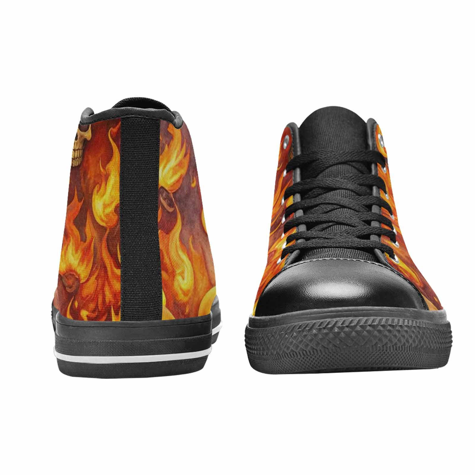 WOMEN'S Skulls - Flaming High Top Canvas Cottagecore Shoes