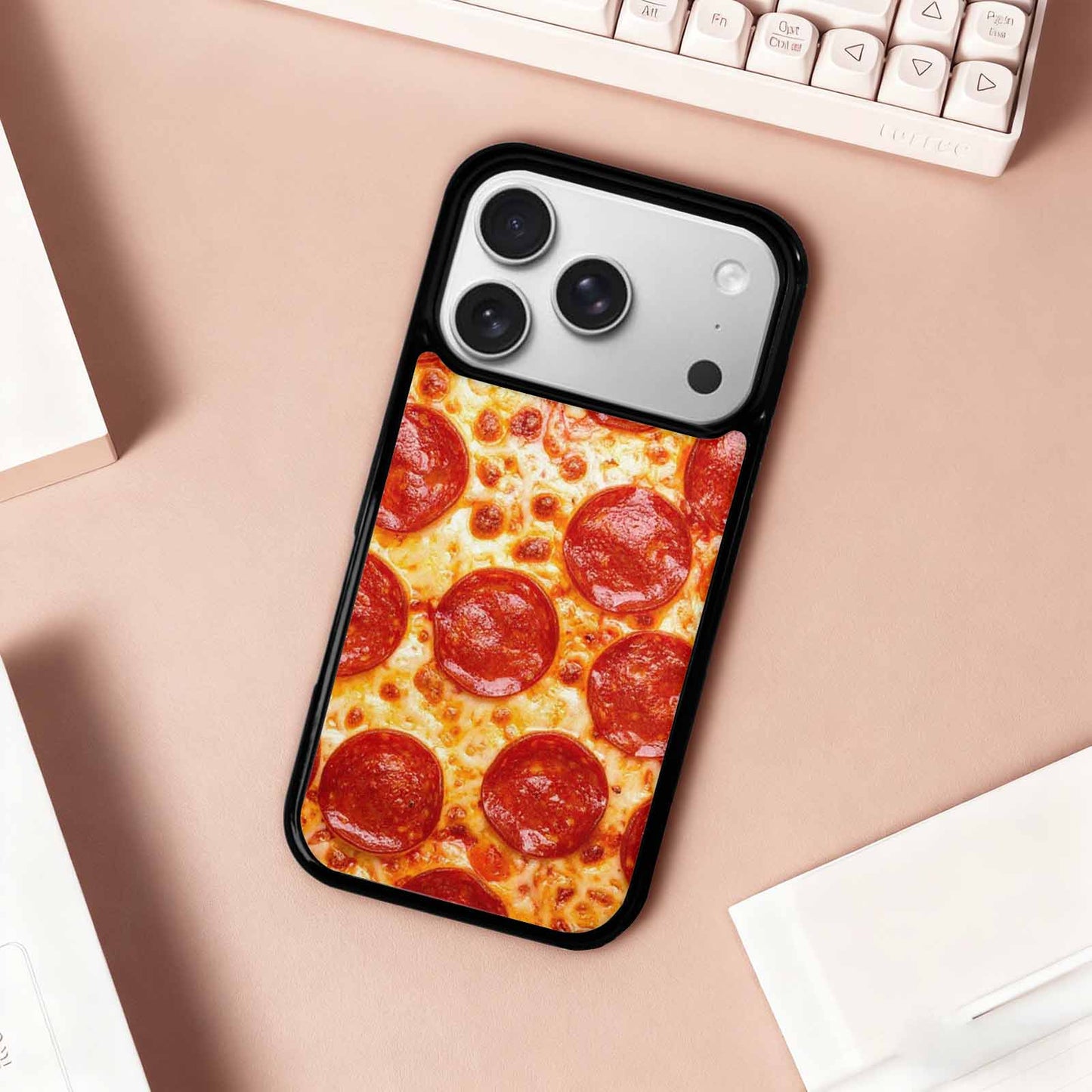 iPhone 17 Pro Case — Pepperoni Pizza Print Original Art, Custom Made Phone Cover