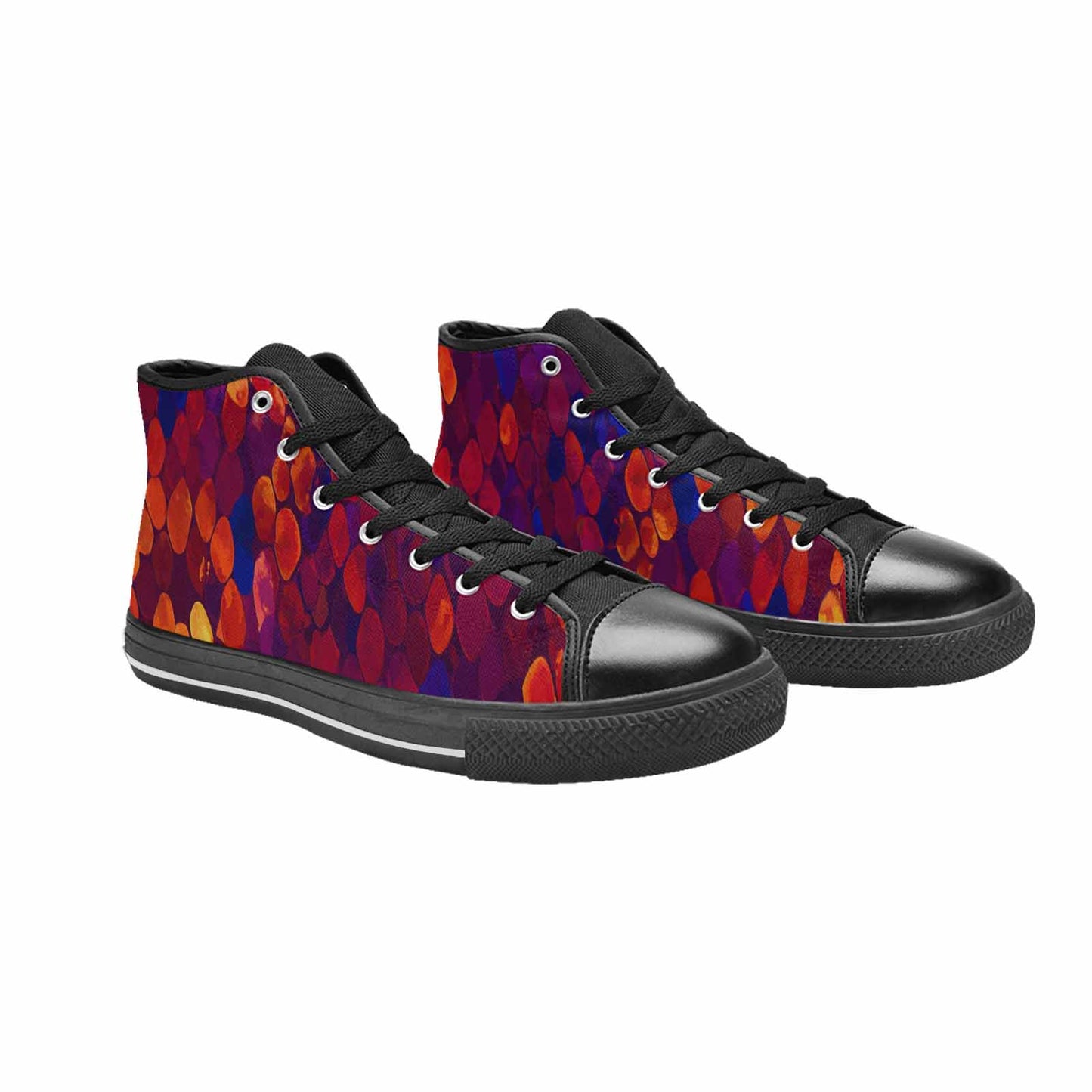 WOMEN'S Dark Snake Print High Top Canvas Vibrant Chaos Custom Sneakers