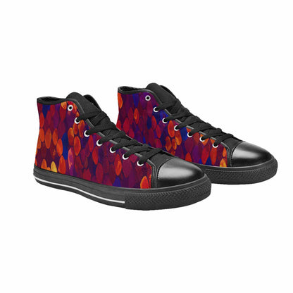WOMEN'S Dark Snake Print High Top Canvas Vibrant Chaos Custom Sneakers