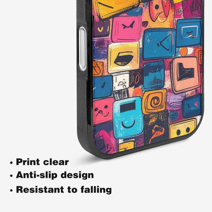 iPhone 16 Case — Hand Drawn Icon Doodle Pattern Hundreds, Original Design Phone Case