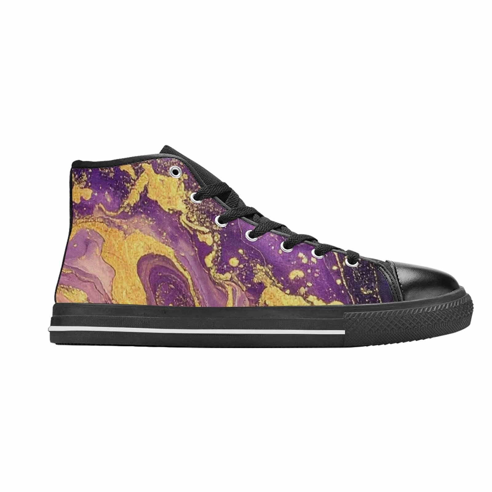 WOMEN'S Starry Night Nebula Brushstroke High Top Canvas Cottagecore Custom Sneakers