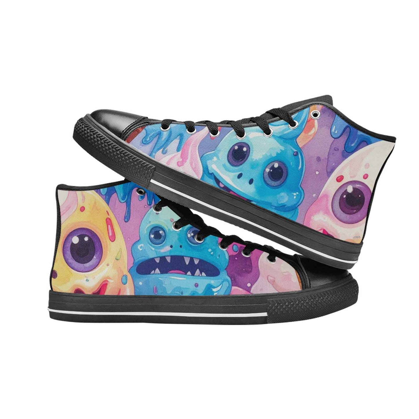 MEN'S Melting Icecream Cone Monster High Top Canvas Neon Fantasy Custom Shoes