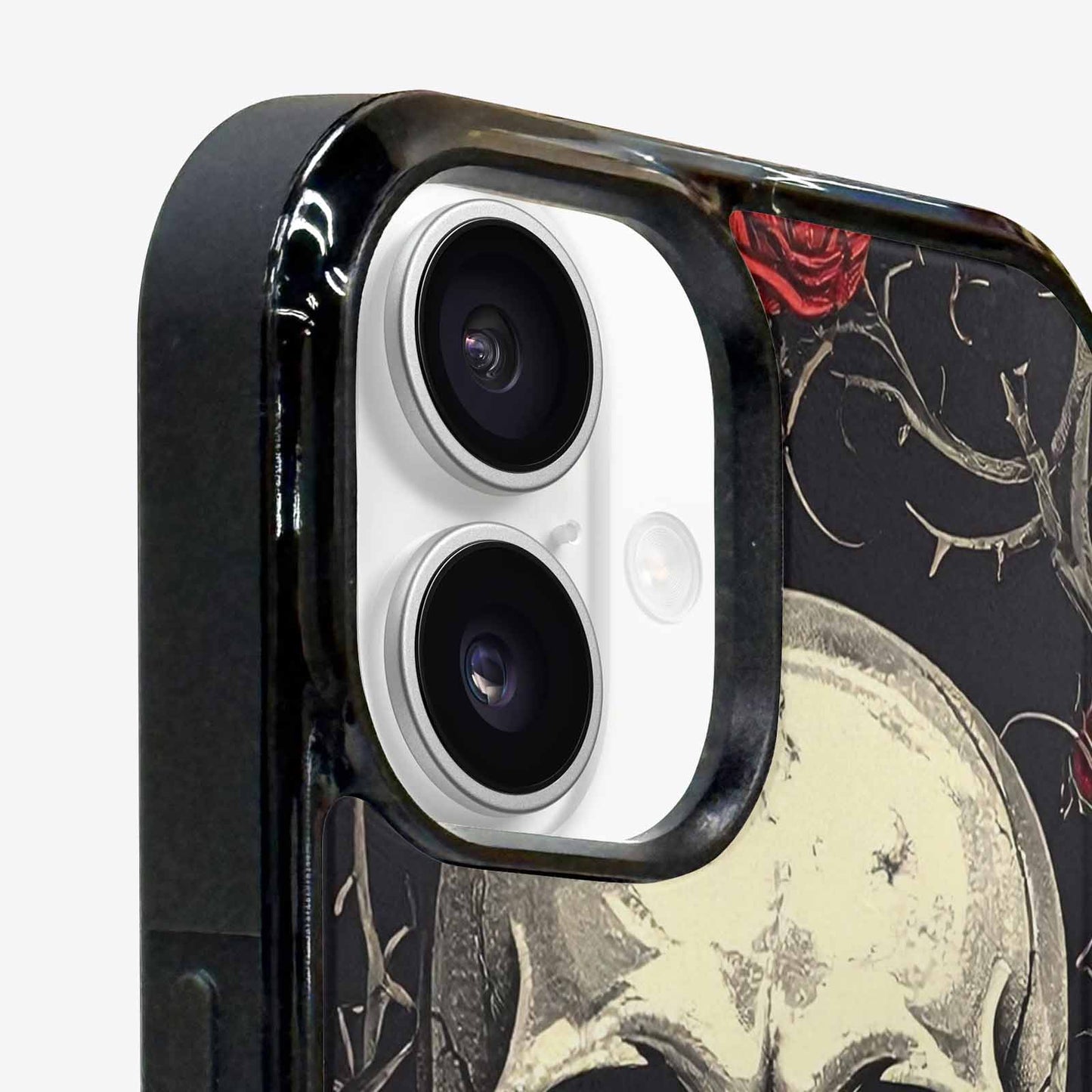 iPhone 16 Plus Case — Gothic Skulls Roses Custom, Custom Phone Case