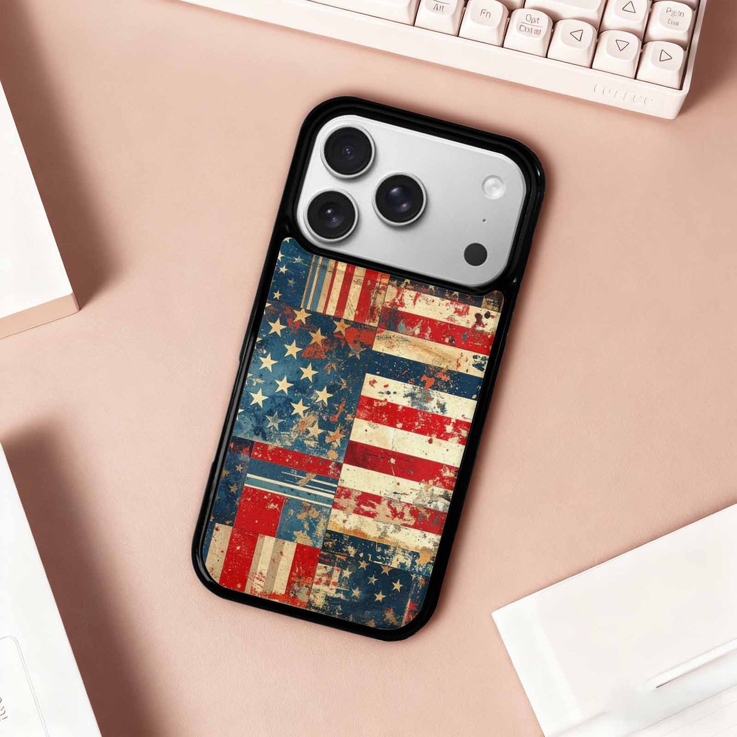 iPhone 17 Pro Case — Small American Flag Stars And Galaxy, Custom Printed Phone Case