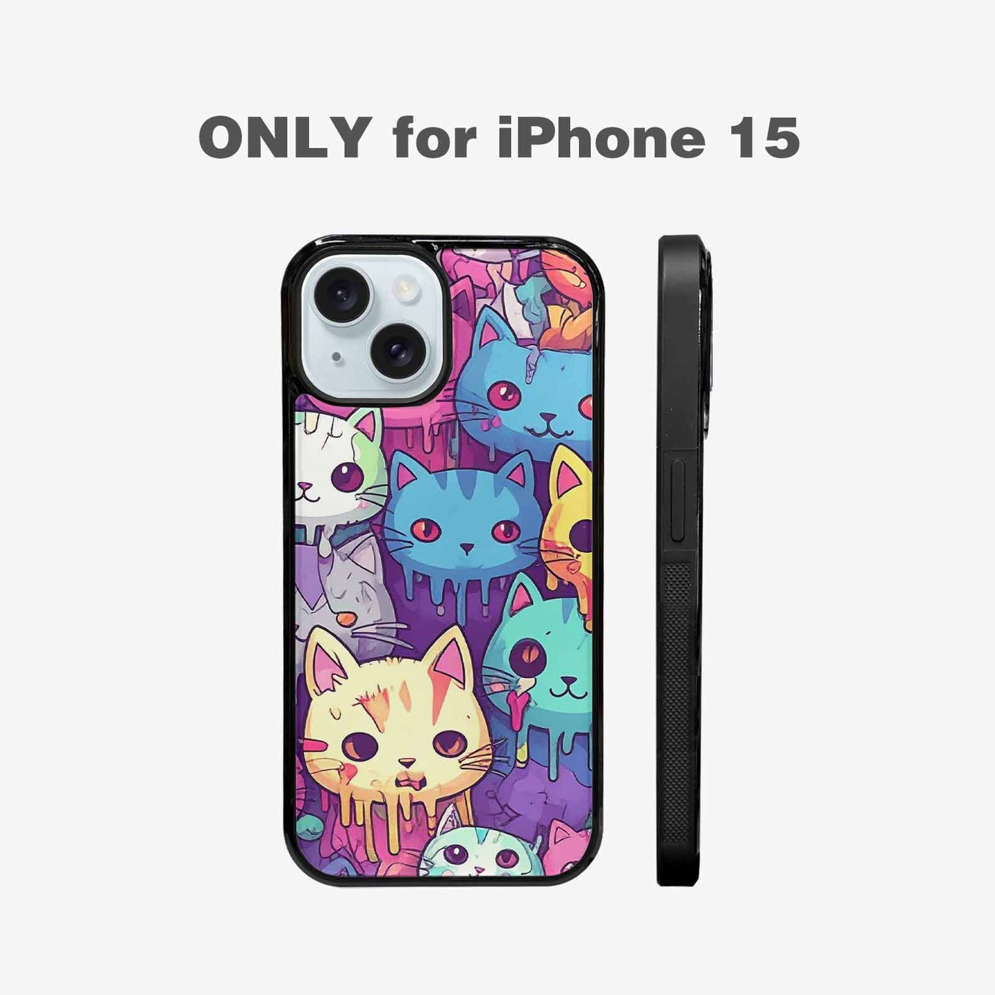 iPhone 15 Case — Pastel Gore Cat Character Pattern Hundreds, Original Design Phone Case