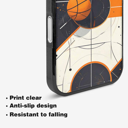 iPhone 16 Case — Basketball Pattern Court Lines And Balls, Custom Designed Case Cover