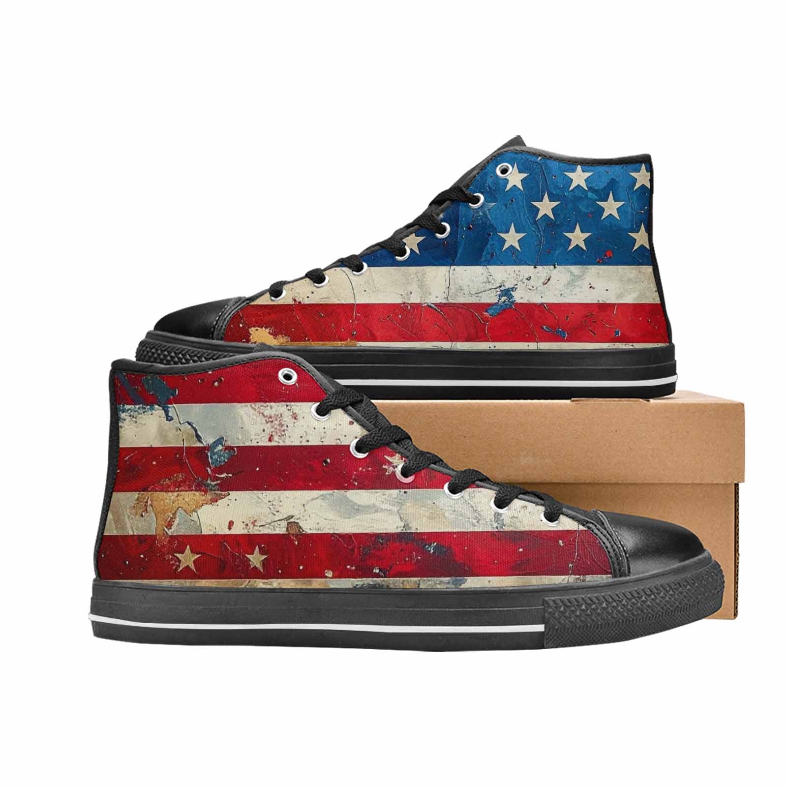 MEN'S American Flag Stars High Top Canvas Surreal Custom Shoes