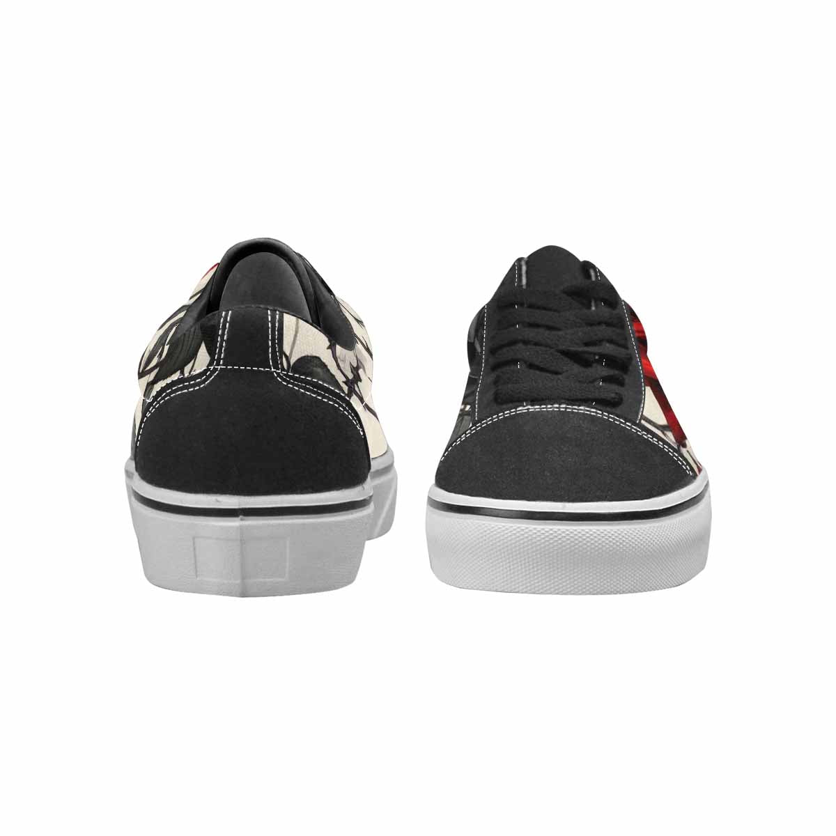 MEN'S Black Gothic Rose Canvas Lace-Up Vibrant Chaos Custom Sneakers