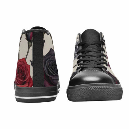 MEN'S Black Gothic Rose High Top Canvas Aesthetic Custom Sneakers