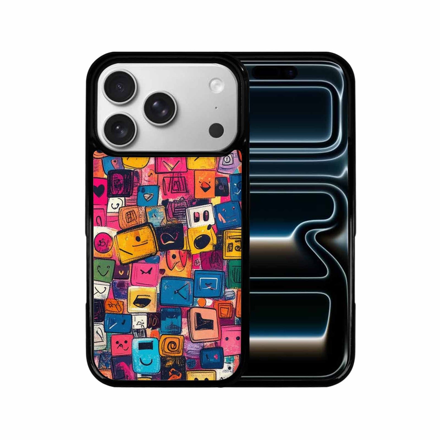 iPhone 17 Pro Case — Hand Drawn Icon Doodle Pattern Original, Custom Made Phone Cover