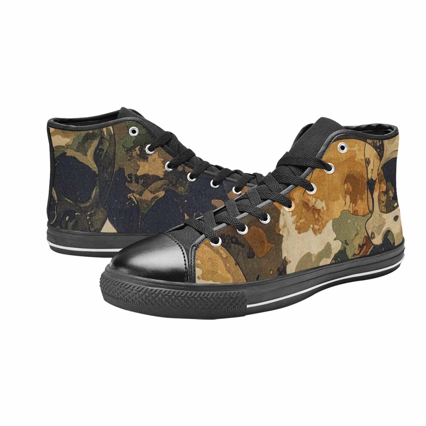 WOMEN'S Military Camo Skull High Top Canvas Dreamcore Custom Sneakers