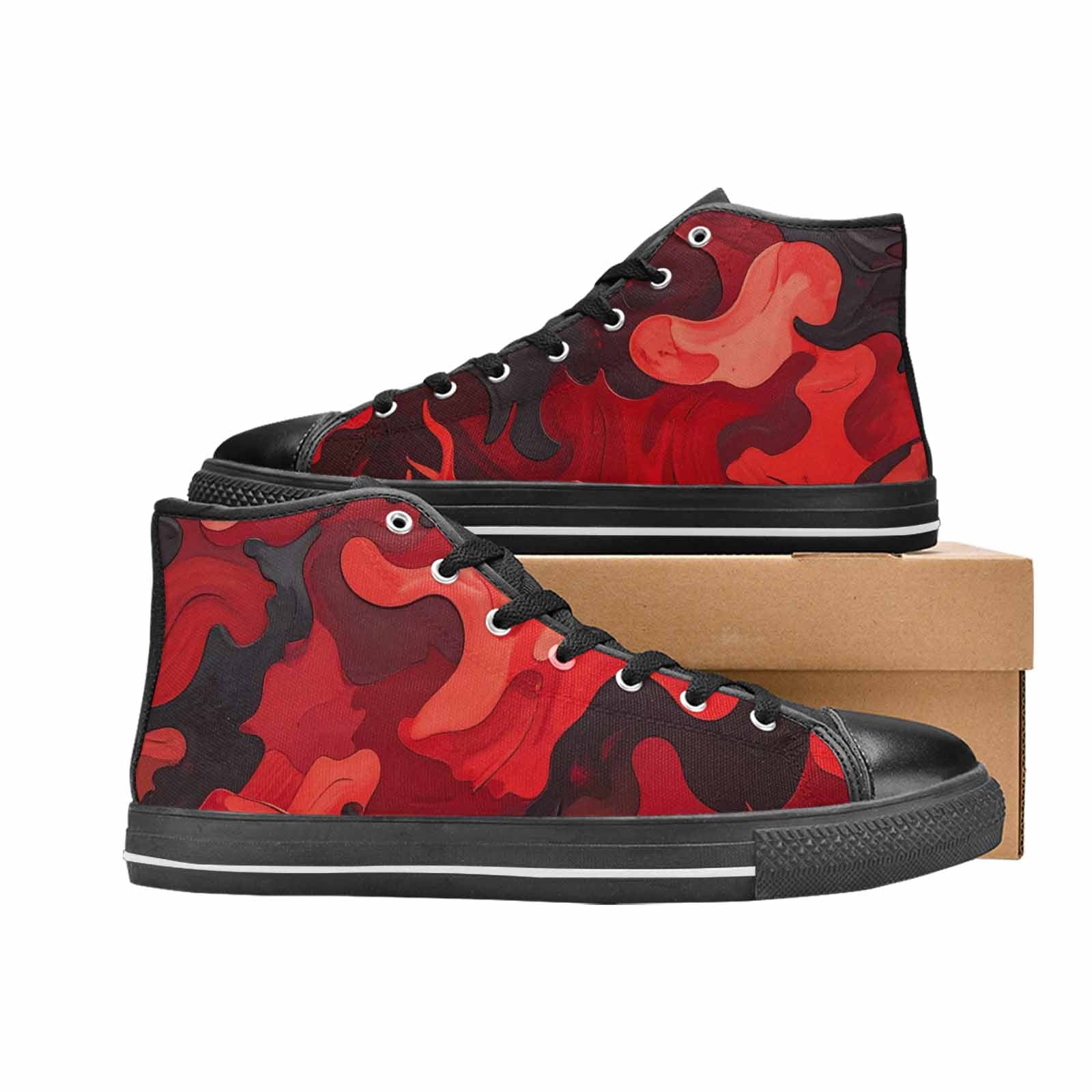 WOMEN'S Military Camouflage Blotch High Top Canvas Surreal Custom Sneakers