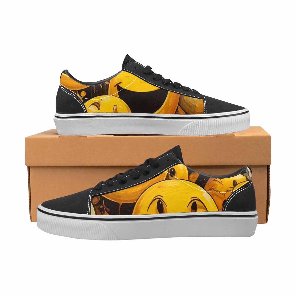 WOMEN'S Melting Moon Smiley — Lace-Up Canvas Dreamcore Custom Shoes