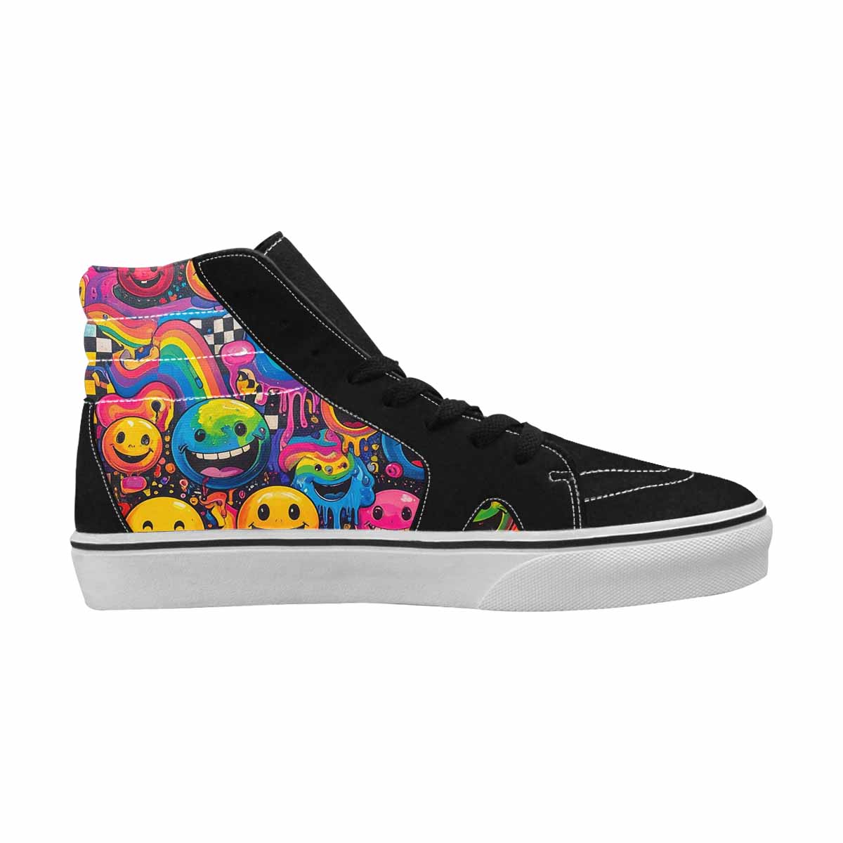 MEN'S Yellow Smiley Face High Top Canvas Dreamcore Sneakers