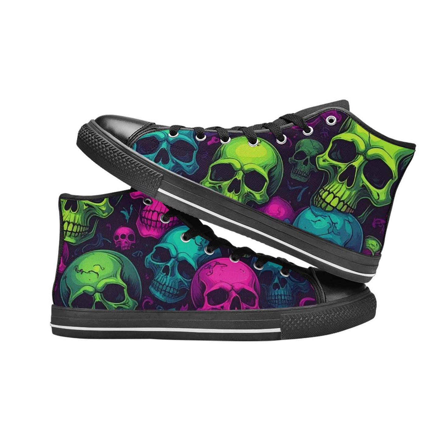 MEN'S Skulls - Neon High Top Canvas Dark Academia Custom Shoes