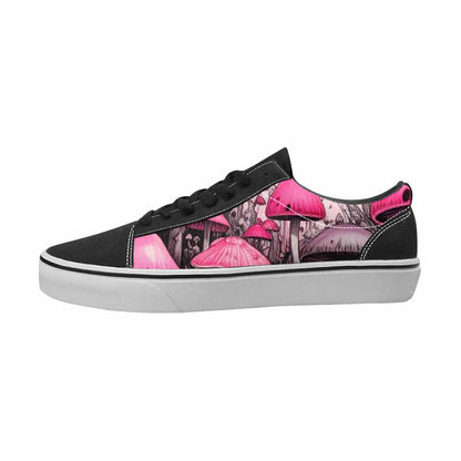 WOMEN'S Mushrooms Black & Pink Ink Canvas Artist-designed Cottagecore Custom Printed Shoes