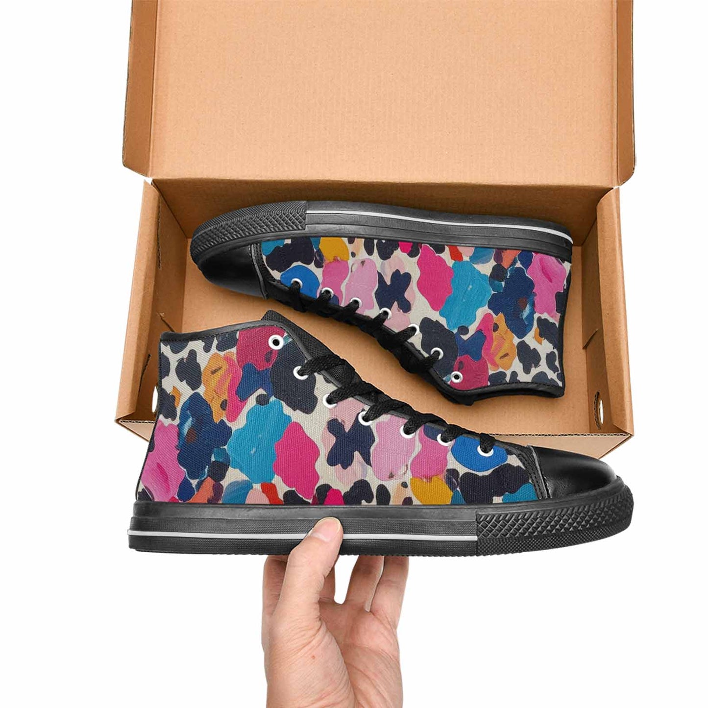 WOMEN'S Cow Animal Print High Top Canvas Grunge Shoes