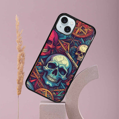 iPhone 15 Plus Case — Sacred Geometry Lots Of Skulls Seamless, Custom Designed Case Cover