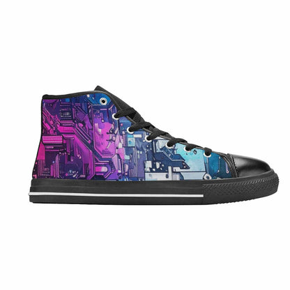 WOMEN'S Circuit Board Cyberpunk High Top Canvas Aesthetic Custom Shoes
