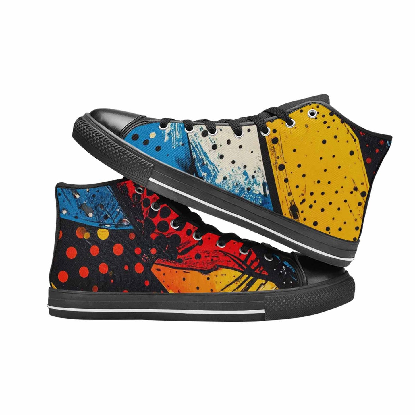 WOMEN'S Comic Book Halftone High Top Canvas Wallpaper Art Shoes