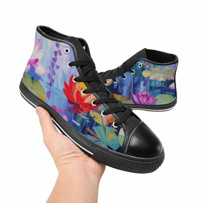 MEN'S Monet-Style Impressionist Water High Top Canvas Surreal Sneakers