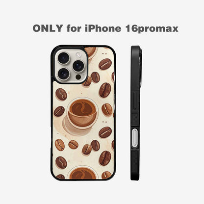 iPhone 16 Pro Max Case — Coffee Cup And Bean Pattern Seamless, Custom Made Phone Cover