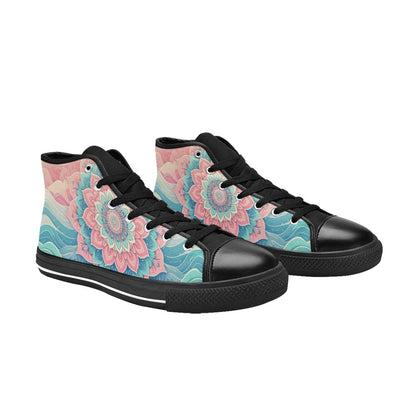 WOMEN'S Pastel Wave Mandala High Top Canvas Aesthetic Custom Shoes