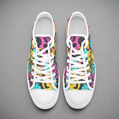Cherry Blossom Teal Gold Vivid Bold Art - Freaky Shoes | Custom Art Sneakers