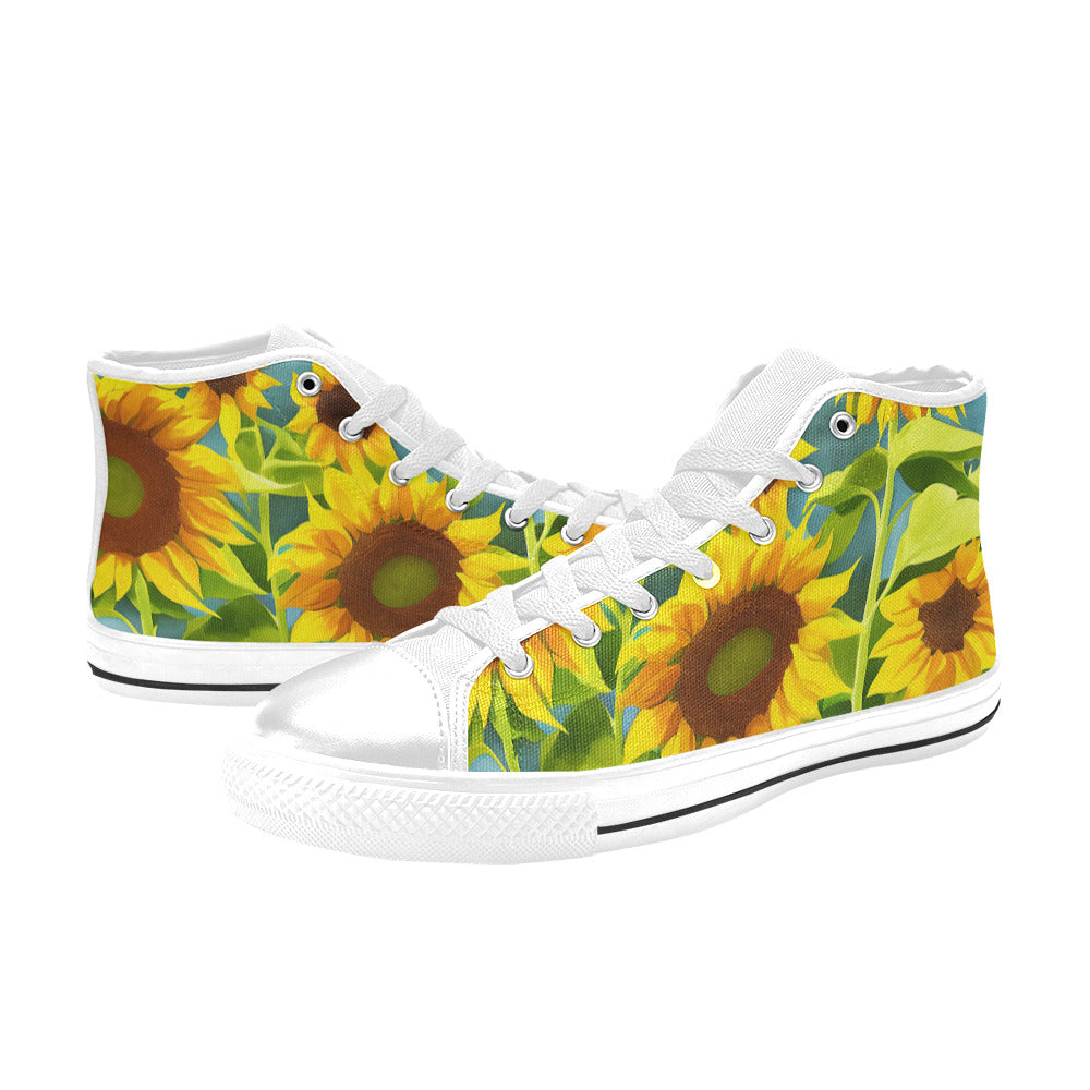 WOMEN'S Sunflowers Art 3 High Top Canvas Neon Fantasy Shoes