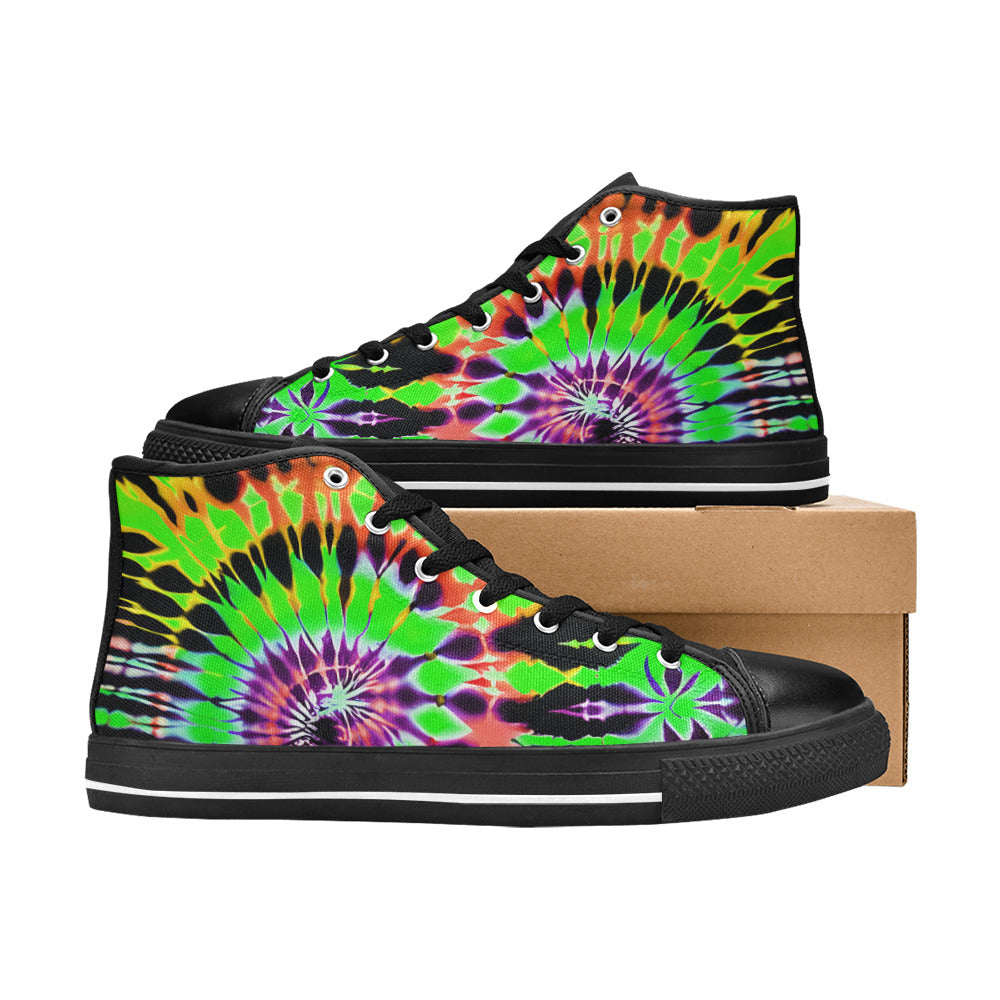 WOMEN'S Cc Tie Dye Art High Top Canvas Aesthetic Sneakers