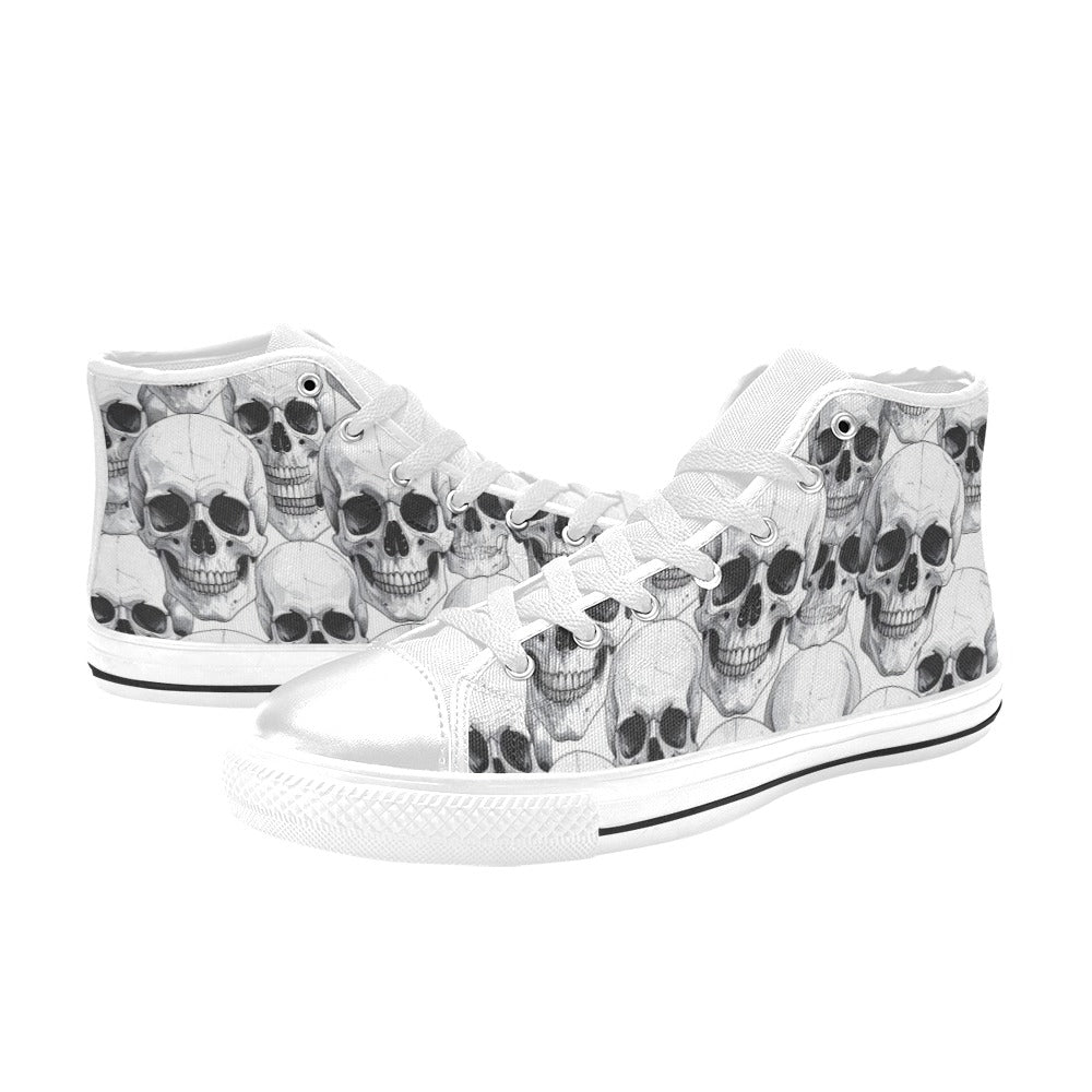 WOMEN'S Clean Skull Line Art High Top Canvas Vibrant Chaos Sneakers